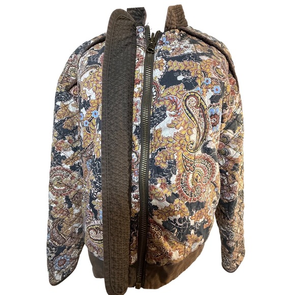 Free People Quilted‎ Tapestry Reversible Paisley Bomber Jacket XS Boho Vintage - Picture 7 of 9